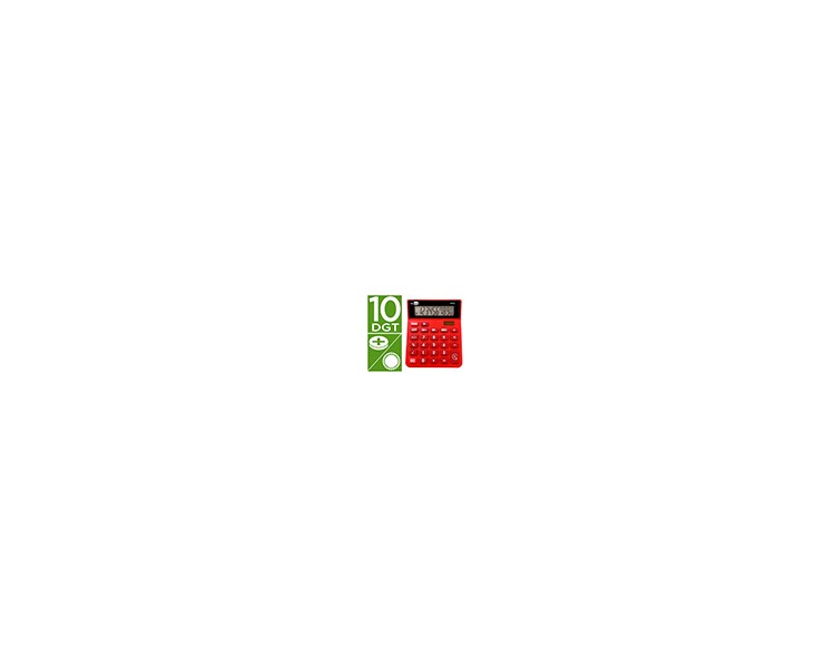 Calculadora liderpapel sobremesa xf22 10 digitos solar y pilas color rojo 127x105x24 mm