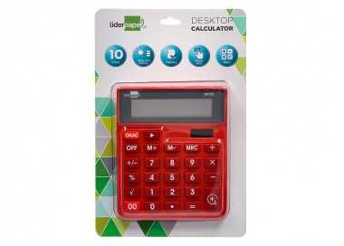 Calculadora liderpapel sobremesa xf22 10 digitos solar y pilas color rojo 127x105x24 mm