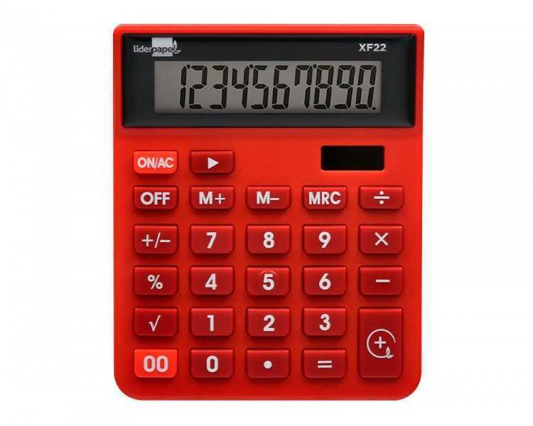 Calculadora liderpapel sobremesa xf22 10 digitos solar y pilas color rojo 127x105x24 mm