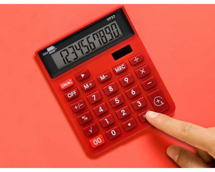 Calculadora liderpapel sobremesa xf22 10 digitos solar y pilas color rojo 127x105x24 mm
