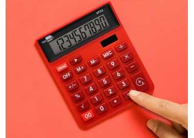 Calculadora liderpapel sobremesa xf22 10 digitos solar y pilas color rojo 127x105x24 mm