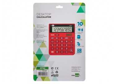 Calculadora liderpapel sobremesa xf22 10 digitos solar y pilas color rojo 127x105x24 mm