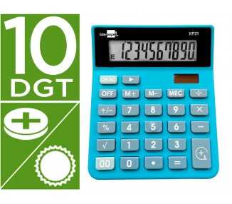 Calculadora liderpapel sobremesa xf21 10 digitos solar y pilas color azul 127x105x24 mm