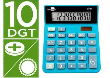 Calculadora liderpapel sobremesa xf21 10 digitos solar y pilas color azul 127x105x24 mm
