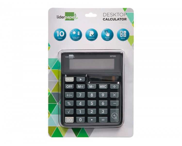 Calculadora liderpapel sobremesa xf20 10 digitos solar y pilas color negro 127x105x24 mm