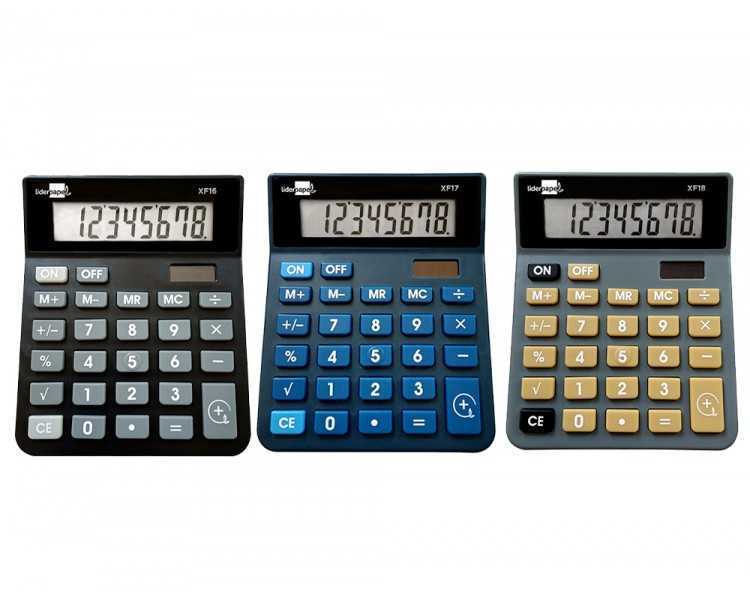 Calculadora liderpapel sobremesa xf19 8 digitos solar y pilas 127x105x24 mm expositor 10 unidades