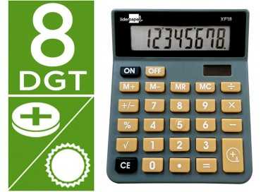 Calculadora liderpapel sobremesa xf18 8 digitos solar y pilas color gris 127x105x24 mm
