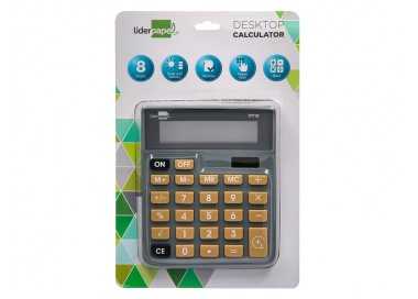 Calculadora liderpapel sobremesa xf18 8 digitos solar y pilas color gris 127x105x24 mm
