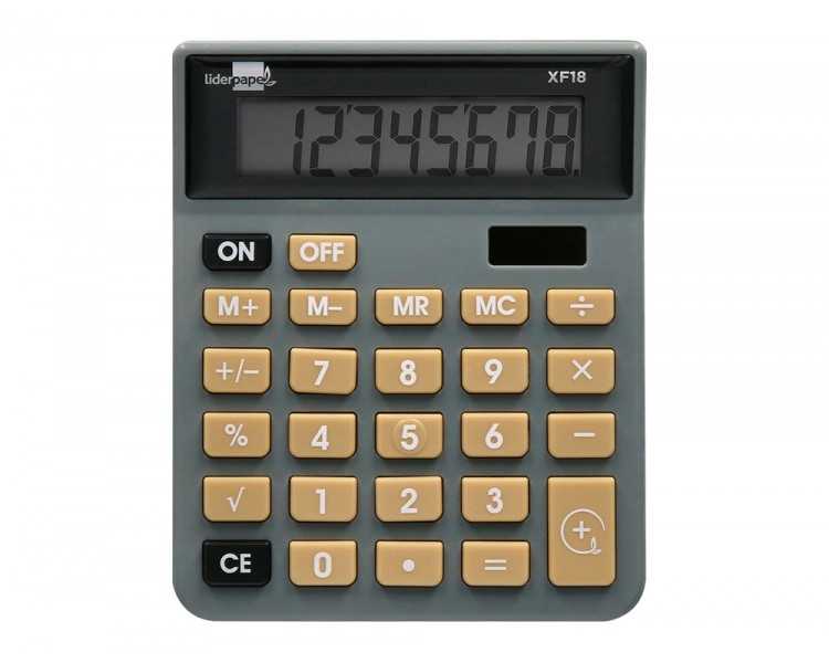 Calculadora liderpapel sobremesa xf18 8 digitos solar y pilas color gris 127x105x24 mm