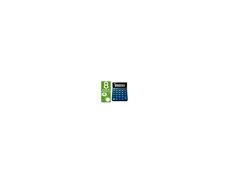 Calculadora liderpapel sobremesa xf17 8 digitos solar y pilas color azul 127x105x24 mm