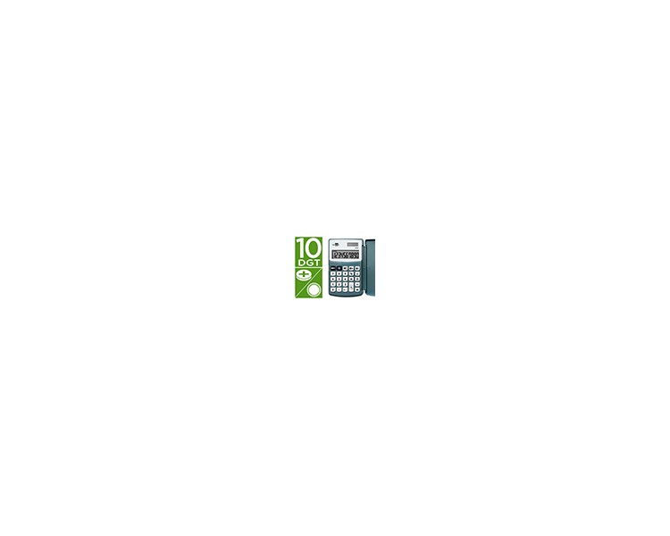 Calculadora liderpapel bolsillo xf15 10 digitos con tapa solar y pilas color gris 123x75x12 mm