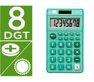 Calculadora liderpapel bolsillo xf13 8 digitos solar y pilas color verde 115x65x8 mm