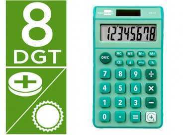 Calculadora liderpapel bolsillo xf13 8 digitos solar y pilas color verde 115x65x8 mm