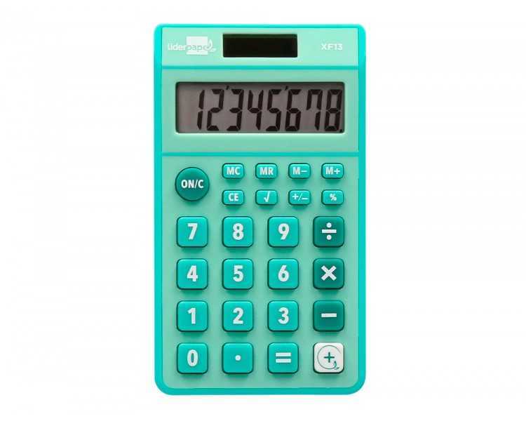 Calculadora liderpapel bolsillo xf13 8 digitos solar y pilas color verde 115x65x8 mm