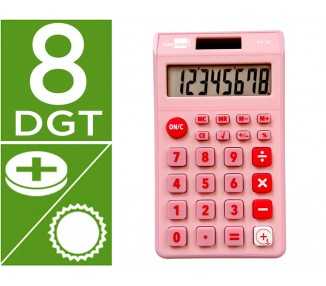 Calculadora liderpapel bolsillo xf12 8 digitos solar y pilas color rosa 115x65x8 mm