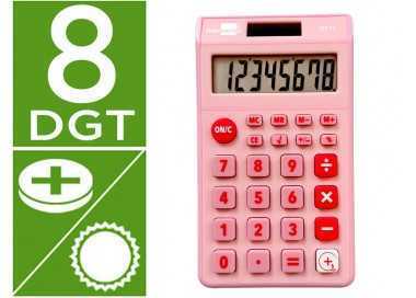 Calculadora liderpapel bolsillo xf12 8 digitos solar y pilas color rosa 115x65x8 mm