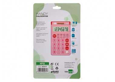 Calculadora liderpapel bolsillo xf12 8 digitos solar y pilas color rosa 115x65x8 mm