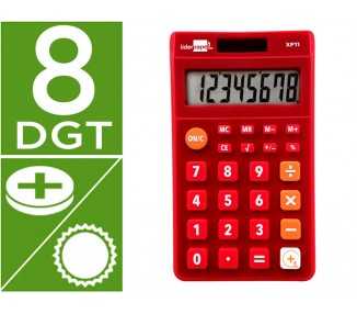 Calculadora liderpapel bolsillo xf11 8 digitos solar y pilas color rojo 115x65x8 mm
