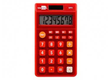 Calculadora liderpapel bolsillo xf11 8 digitos solar y pilas color rojo 115x65x8 mm