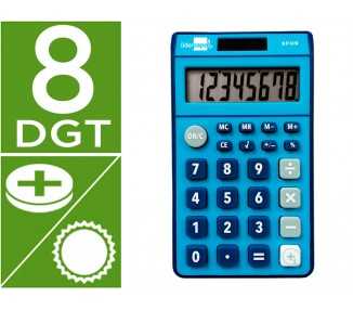 Calculadora liderpapel bolsillo xf09 8 digitos solar y pilas color azul 115x65x8 mm