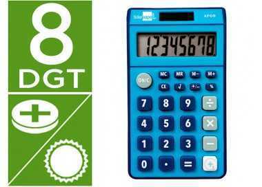 Calculadora liderpapel bolsillo xf09 8 digitos solar y pilas color azul 115x65x8 mm