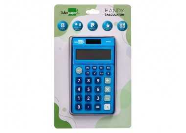 Calculadora liderpapel bolsillo xf09 8 digitos solar y pilas color azul 115x65x8 mm