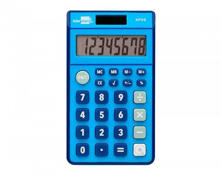 Calculadora liderpapel bolsillo xf09 8 digitos solar y pilas color azul 115x65x8 mm