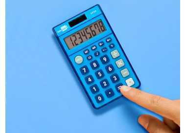 Calculadora liderpapel bolsillo xf09 8 digitos solar y pilas color azul 115x65x8 mm
