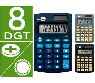 Calculadora liderpapel expositor 16 unidades colores bolsillo xf08 8 digitos solar y pilas 98x62x8 mm