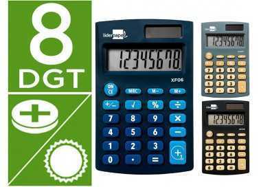 Calculadora liderpapel expositor 16 unidades colores bolsillo xf08 8 digitos solar y pilas 98x62x8 mm