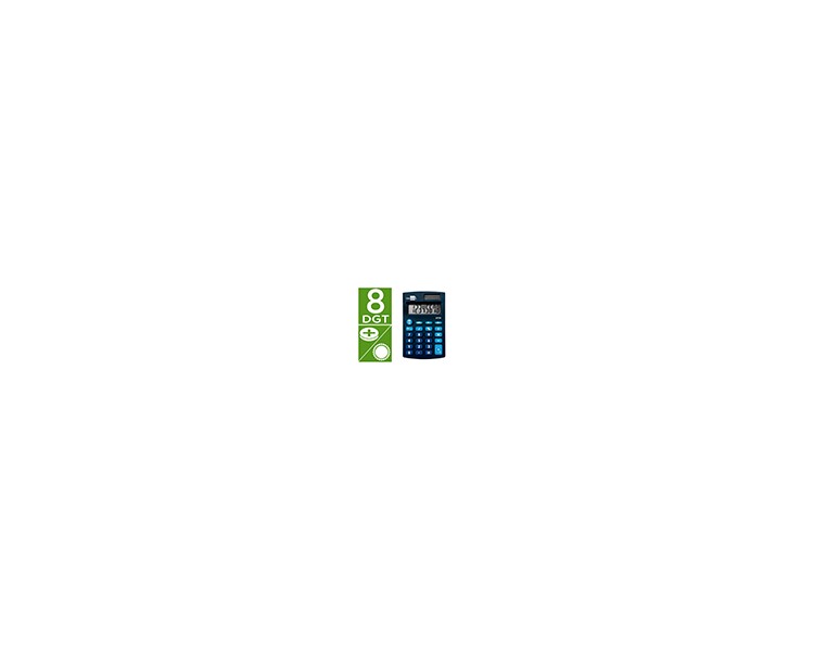 Calculadora liderpapel bolsillo xf06 8 digitos solar y pilas color azul 98x62x8 mm