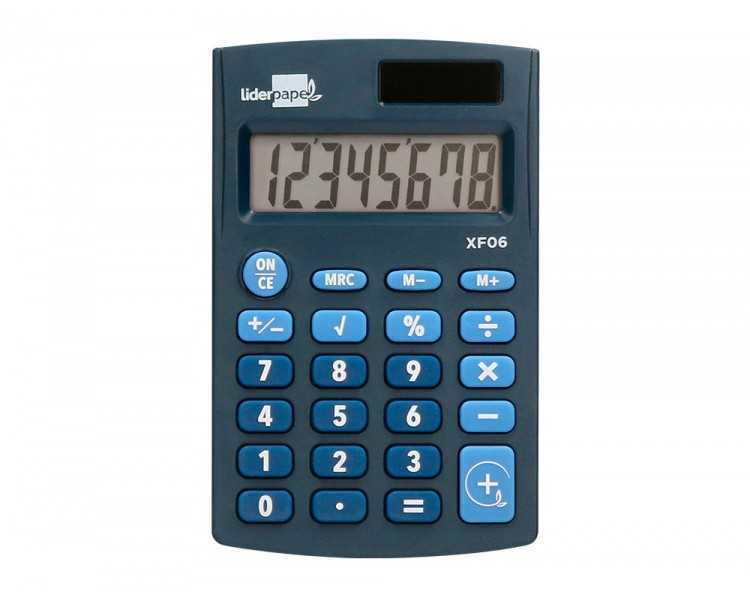 Calculadora liderpapel bolsillo xf06 8 digitos solar y pilas color azul 98x62x8 mm