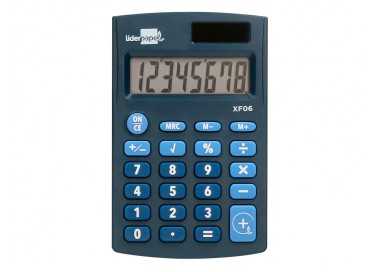 Calculadora liderpapel bolsillo xf06 8 digitos solar y pilas color azul 98x62x8 mm