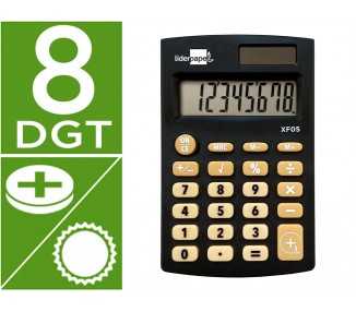 Calculadora liderpapel bolsillo xf05 8 digitos solar y pilas color negro 98x62x8 mm