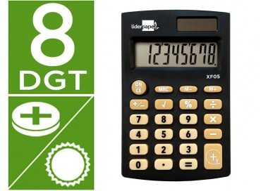 Calculadora liderpapel bolsillo xf05 8 digitos solar y pilas color negro 98x62x8 mm