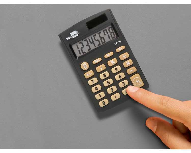 Calculadora liderpapel bolsillo xf05 8 digitos solar y pilas color negro 98x62x8 mm