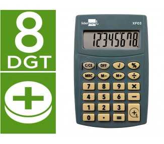 Calculadora liderpapel bolsillo xf03 8 digitos pilas color gris 99x64x9 mm