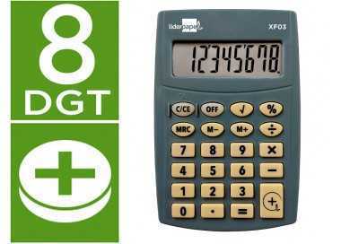 Calculadora liderpapel bolsillo xf03 8 digitos pilas color gris 99x64x9 mm