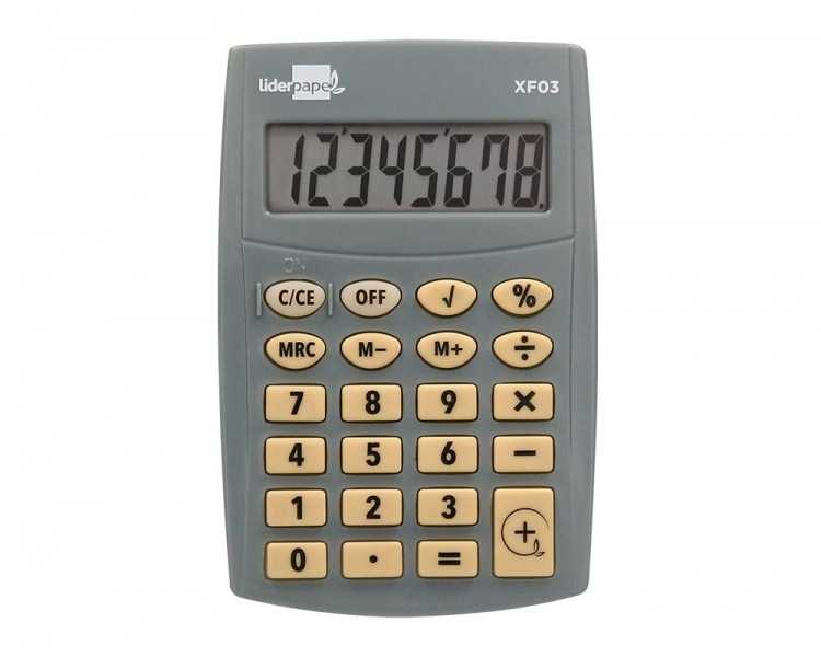 Calculadora liderpapel bolsillo xf03 8 digitos pilas color gris 99x64x9 mm