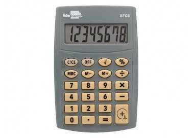 Calculadora liderpapel bolsillo xf03 8 digitos pilas color gris 99x64x9 mm