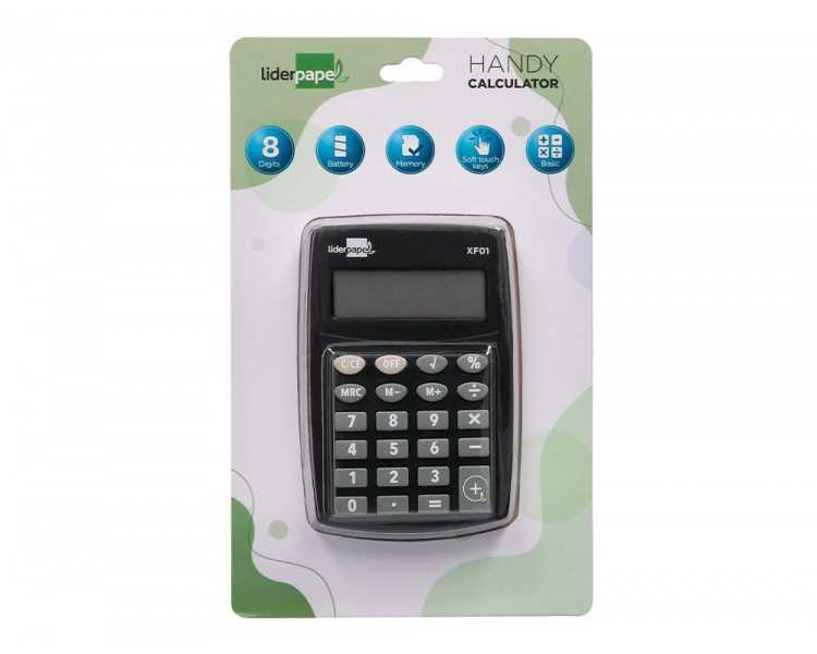 Calculadora liderpapel bolsillo xf01 8 digitos pilas color negro 99x64x9 mm