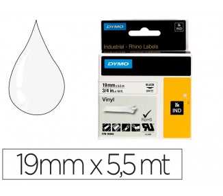 Cinta dymo vinilo blanco 19mm x 5,5mt para etiquetadora rhino