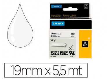 Cinta dymo vinilo blanco 19mm x 5,5mt para etiquetadora rhino