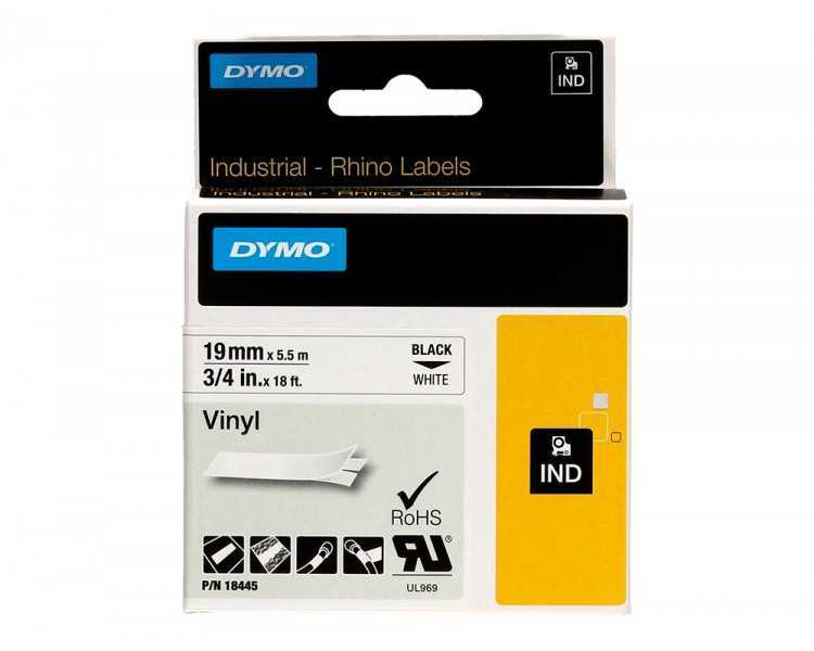 Cinta dymo vinilo blanco 19mm x 5,5mt para etiquetadora rhino
