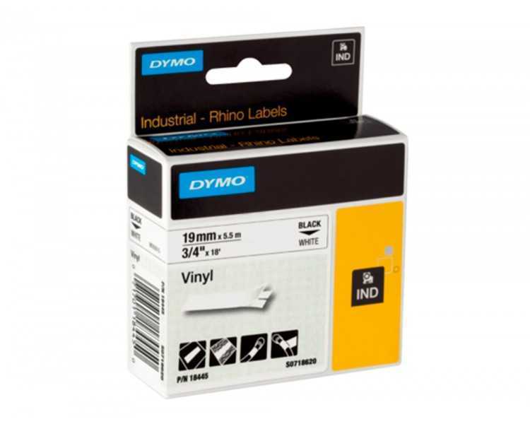 Cinta dymo vinilo blanco 19mm x 5,5mt para etiquetadora rhino