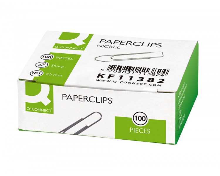 Clips niquelados q-connect n 1 picos 20 mm punta caja de 100 unidades