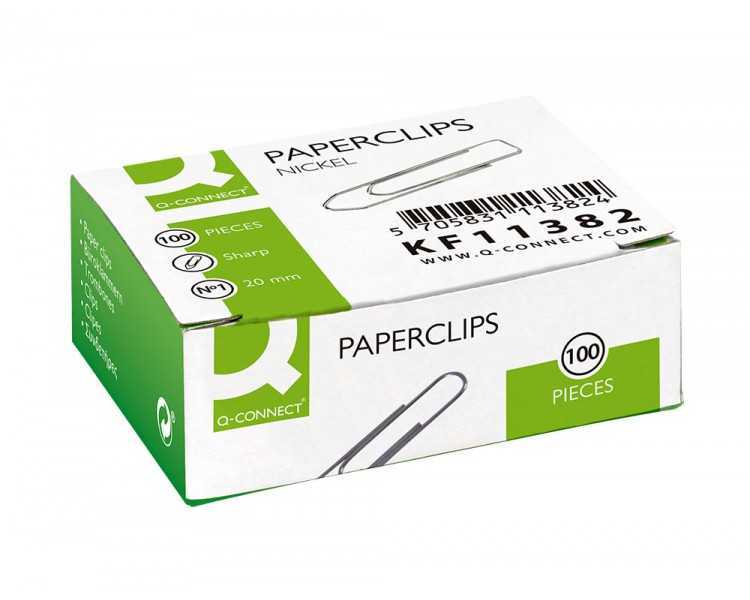 Clips niquelados q-connect n 1 picos 20 mm punta caja de 100 unidades