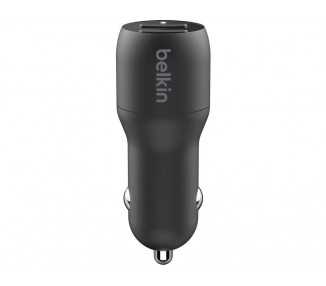 Cargador para coche belkin ccb001btbk doble usb-a 24w 12w x2 color negro