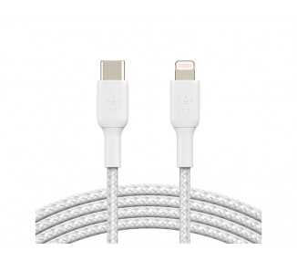 Cable trenzado belkin caa004bt1mwh usb-c a lightning boost charge largo 1 m color blanco