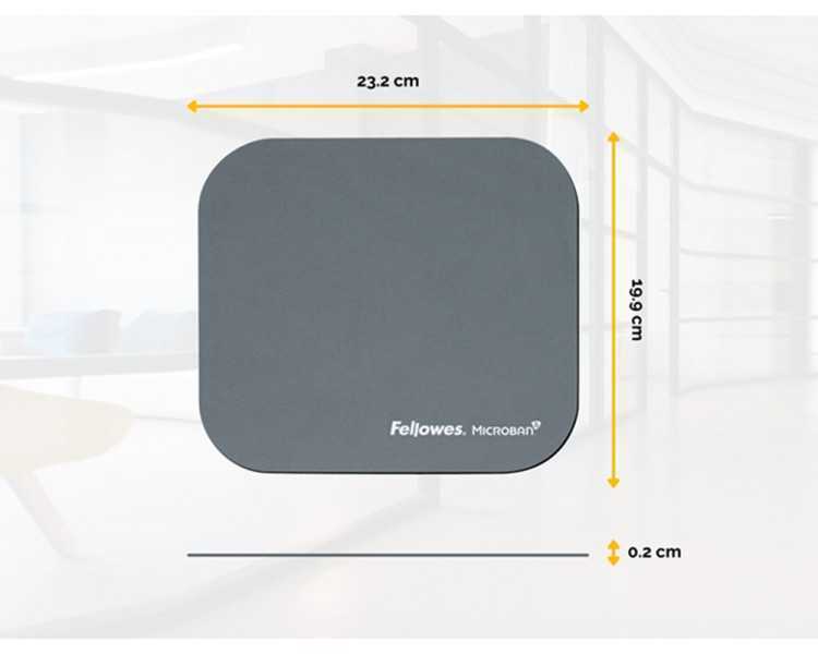 Alfombrilla para raton fellowes con proteccion microban color gris 226x192x3 mm